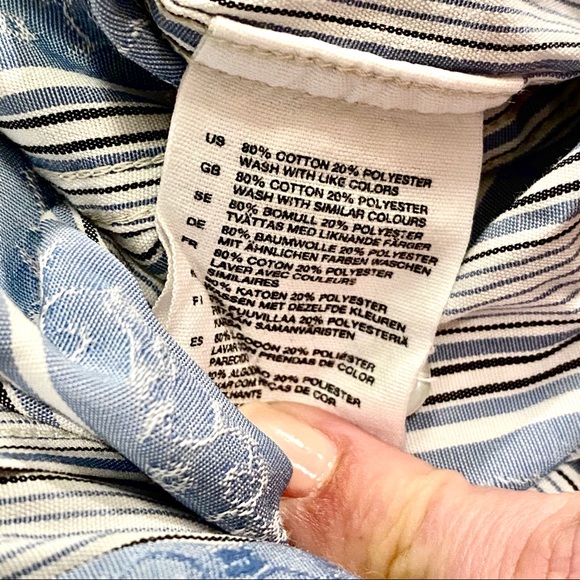 EUC H&M Casual Button up Blue Stripe Shirt, L - Picture 8 of 11